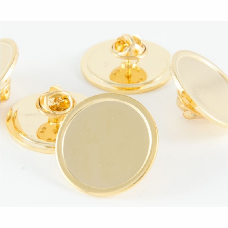 Superior Badge Blank round 25mm gold clutch and clear dome